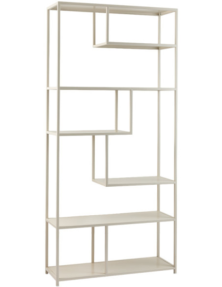 Bibliothèque métal blanc cassé asymétrique 100x35x213 cm Arizona
