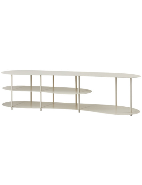 Meuble TV bas à étagères métal blanc cassé 160 cm...