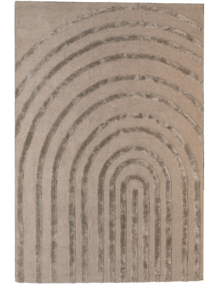 Tapis de salon en laine taupe 250x350 cm Arkoma