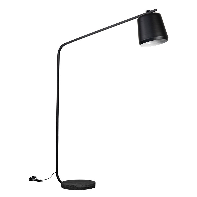 Lampadaire liseuse noir en métal E27...