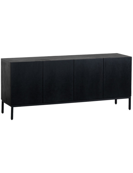 Meuble TV noir métal et placage chêne 145x35x62 cm Dawson