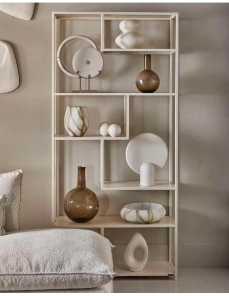 Bibliothèque métal blanc cassé asymétrique 100x35x213 cm Arizona