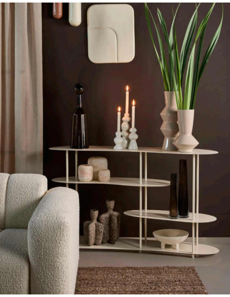 Console étagère métal blanc cassé 140x38x80 cm Scottsville