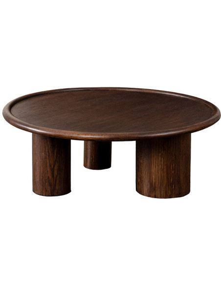 Table basse ronde noyer placage chêne 80x30 cm Wichita