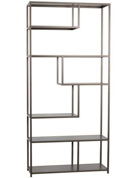 Bibliothèque métal bronze asymétrique 100x35x213 cm Arizona