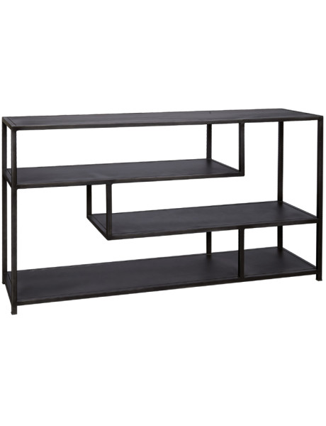 Console métal noir asymétrique 140x35x80 cm Arizona