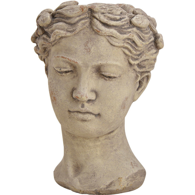 Cache-pot tête de femme en ciment...