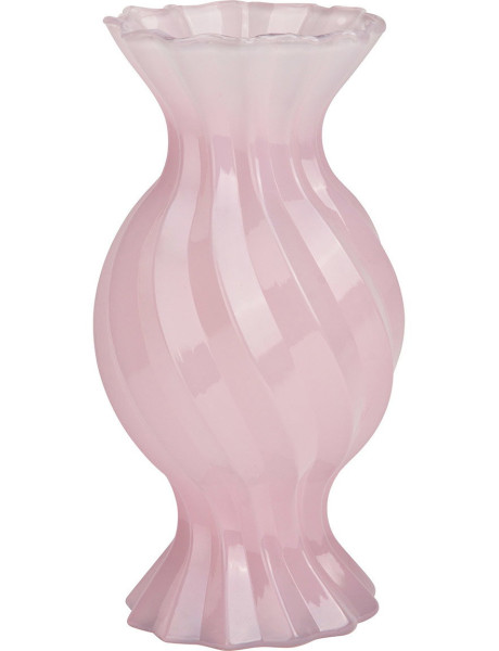 Vase en verre rose ondulé 14x14x27 cm Eulalie