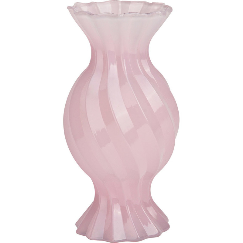 Vase en verre rose ondulé 14x14x27 cm...