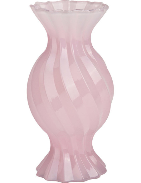 Vase en verre rose ondulé 14x14x27 cm Eulalie