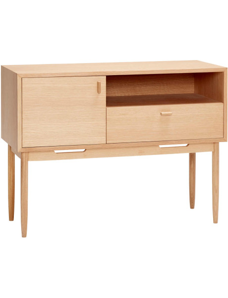 Commode chêne naturel FSC 1 porte 1 tiroir 100x40x70 cm Cube