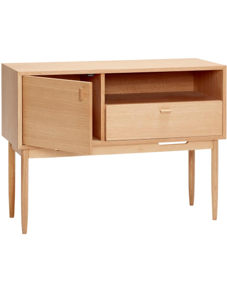 Commode chêne naturel FSC 1 porte 1 tiroir 100x40x70 cm Cube