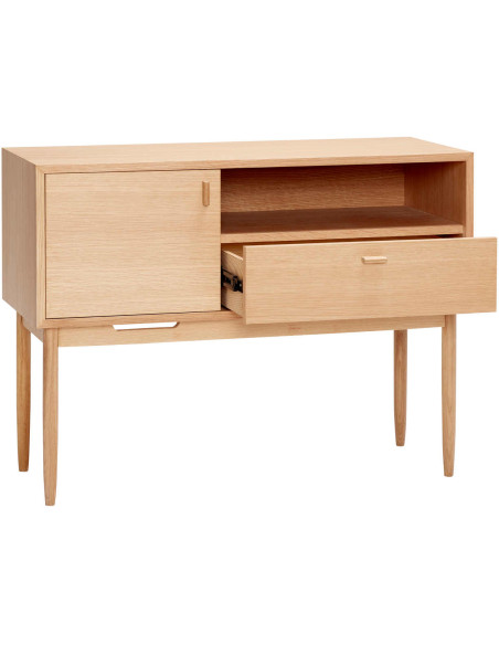 Commode chêne naturel FSC 1 porte 1 tiroir 100x40x70 cm Cube