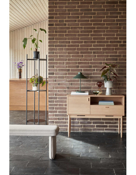 Commode chêne naturel FSC 1 porte 1 tiroir 100x40x70 cm Cube