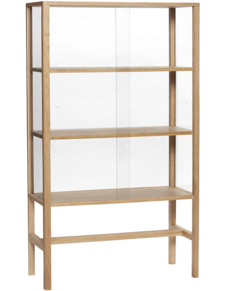 Vitrine bibliothèque chêne naturel et verre 80x35x140 cm Museum