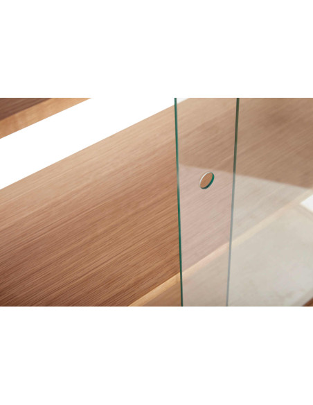 Vitrine bibliothèque chêne naturel et verre 80x35x140 cm Museum