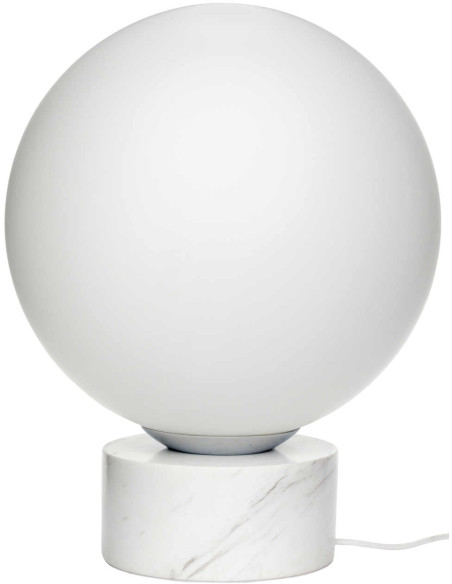 Lampe à poser boule verre dépoli marbre blanc Ø40x50 cm Sphere