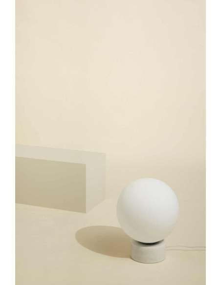 Lampe à poser boule verre dépoli marbre blanc Ø40x50 cm Sphere