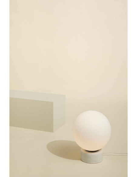 Lampe à poser boule verre dépoli marbre blanc Ø40x50 cm Sphere