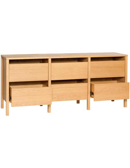 Buffet chêne naturel 6 tiroirs 150 cm Forma