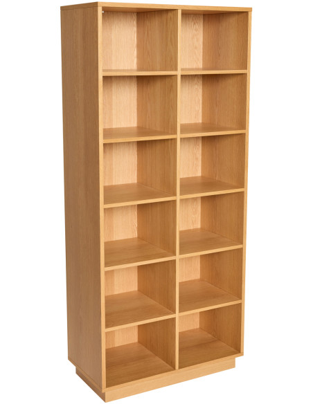 Bibliothèque chêne naturel 12 niches 180 cm Disco