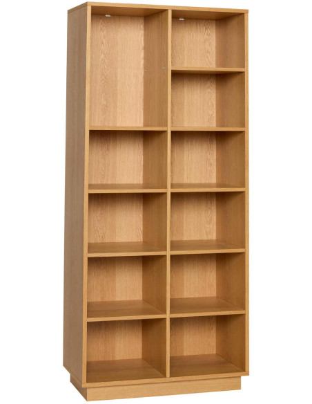 Bibliothèque chêne naturel 12 niches 180 cm Disco