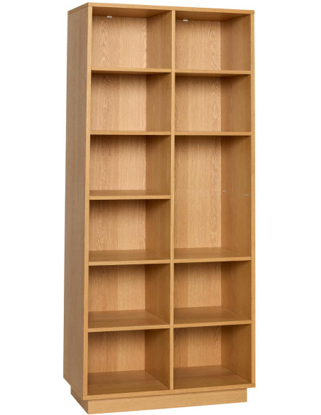Bibliothèque chêne naturel 12 niches 180 cm Disco