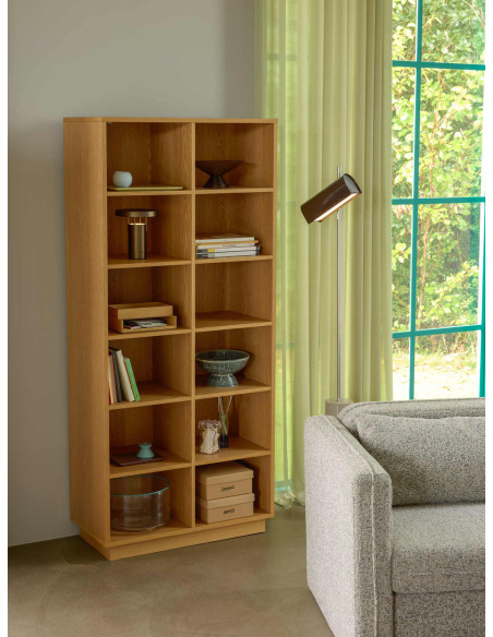 Bibliothèque chêne naturel 12 niches 180 cm Disco