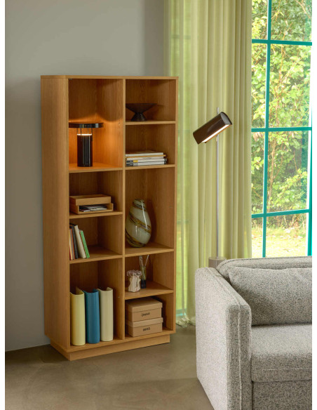Bibliothèque chêne naturel 12 niches 180 cm Disco