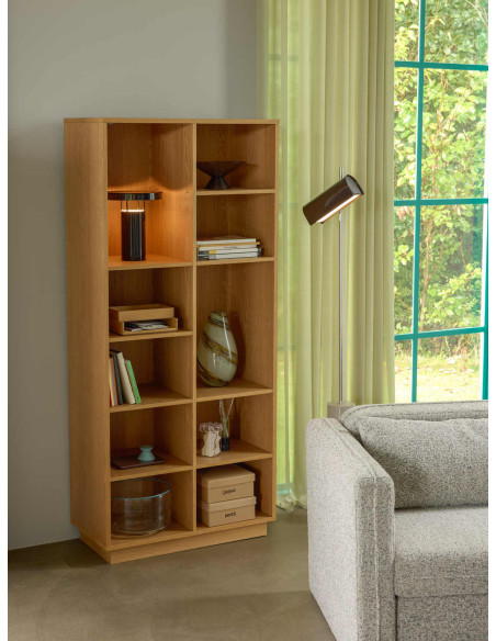Bibliothèque chêne naturel 12 niches 180 cm Disco