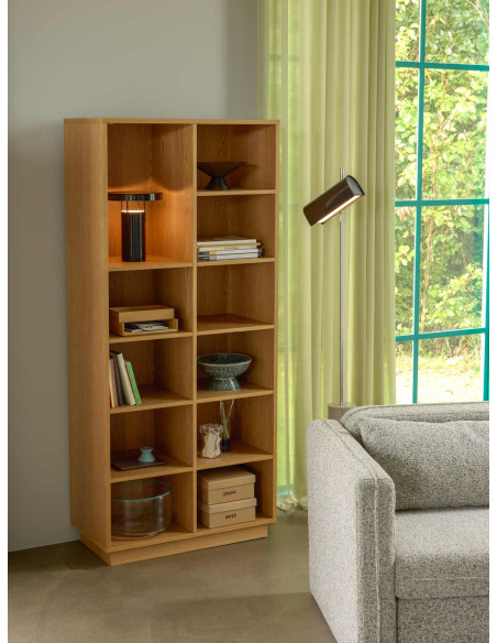 Bibliothèque chêne naturel 12 niches 180 cm Disco