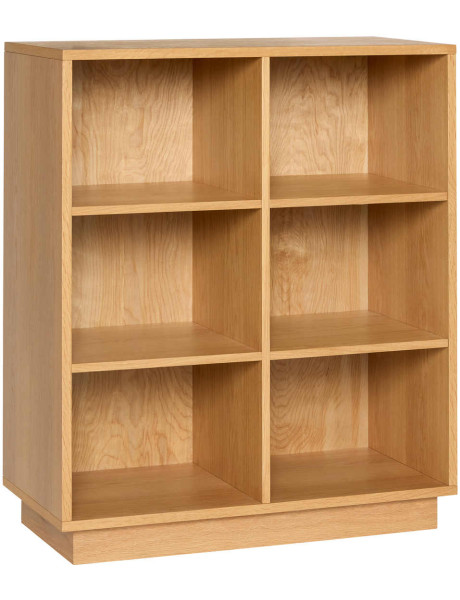 Bibliothèque basse chêne naturel 6 niches 80x30x95 cm Disco