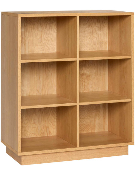 Bibliothèque basse chêne naturel 6 niches 80x30x95 cm Disco