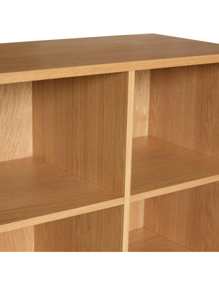 Bibliothèque basse chêne naturel 6 niches 80x30x95 cm Disco