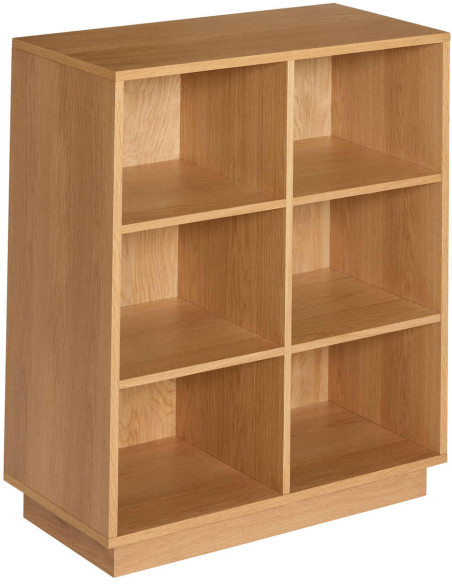 Bibliothèque basse chêne naturel 6 niches 80x30x95 cm Disco