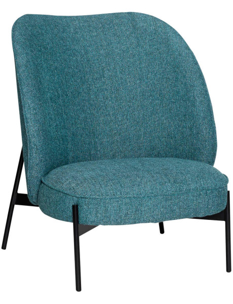 Fauteuil lounge tissu bleu pétrole 102 cm Area