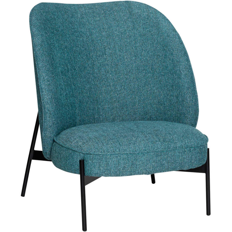 Fauteuil lounge tissu bleu pétrole...