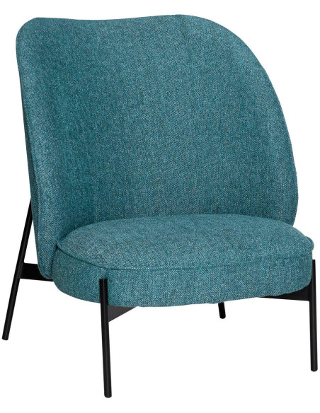 Fauteuil lounge tissu bleu pétrole 102 cm Area