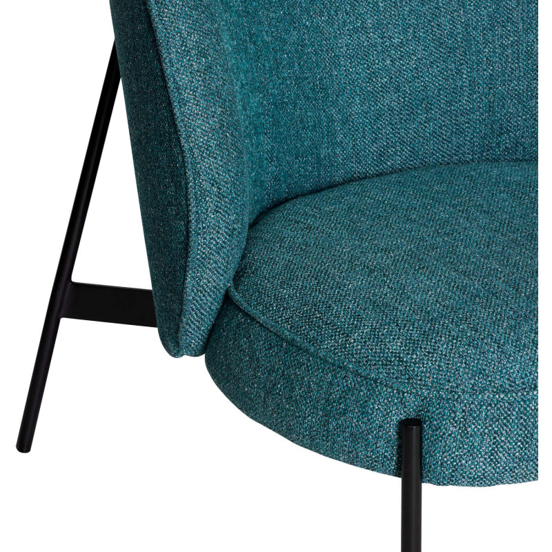 Fauteuil lounge tissu bleu pétrole...