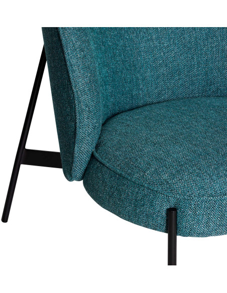 Fauteuil lounge tissu bleu pétrole 102 cm Area