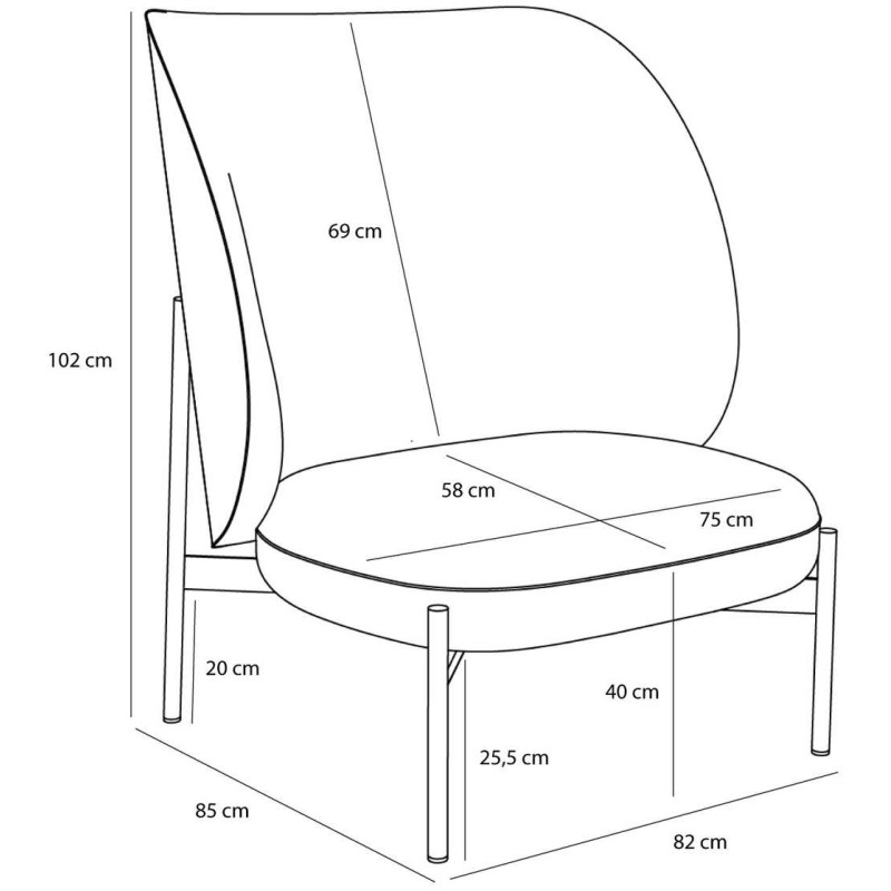 Fauteuil lounge tissu bleu pétrole...