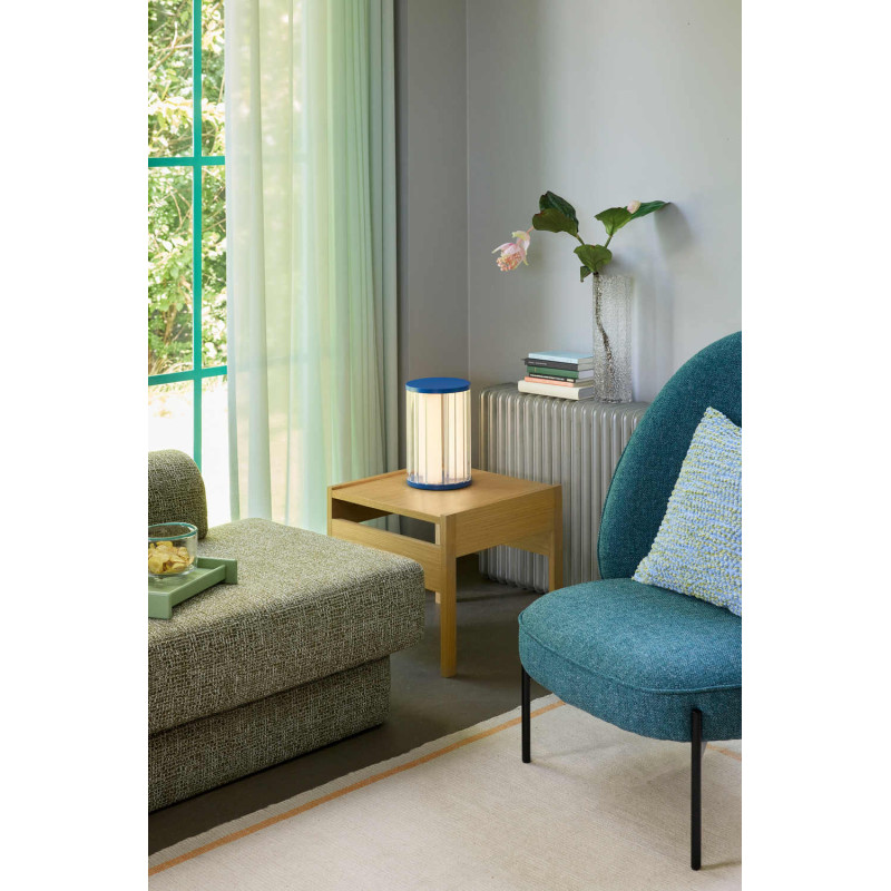 Fauteuil lounge tissu bleu pétrole...