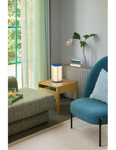 Fauteuil lounge tissu bleu pétrole 102 cm Area