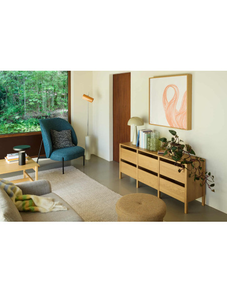 Fauteuil lounge tissu bleu pétrole 102 cm Area