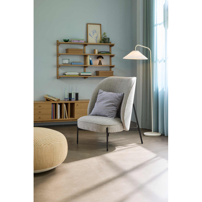 Fauteuil lounge tissu gris clair...