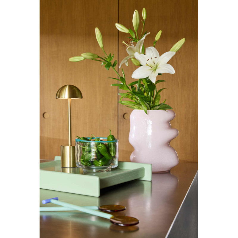 Vase rose pâle en verre 25 cm Lote