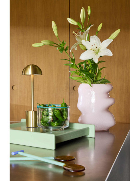 Vase rose pâle en verre 25 cm Lote