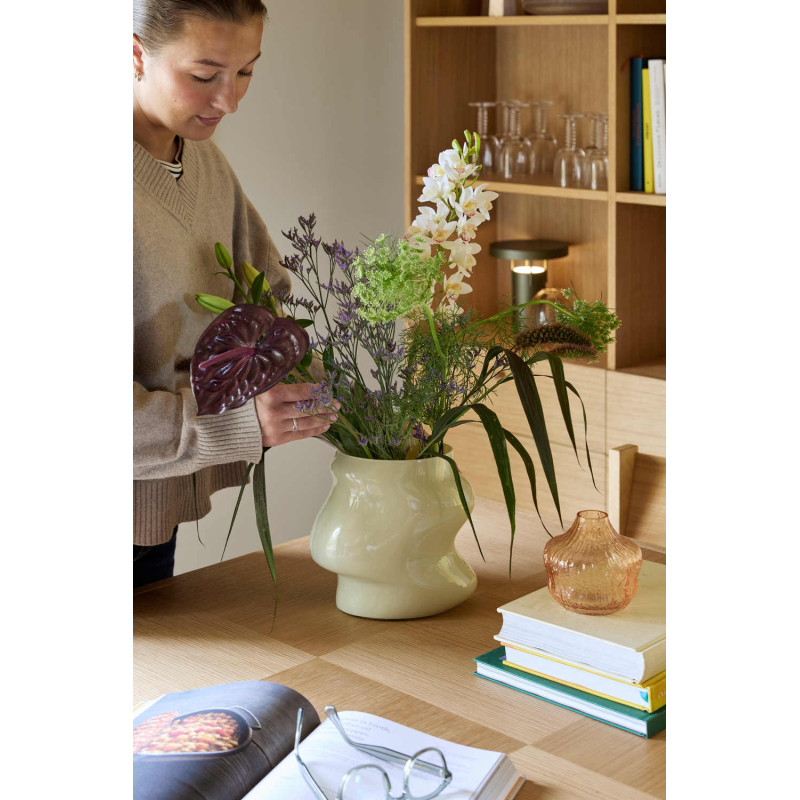 Vase beige sable en verre 20 cm Lote