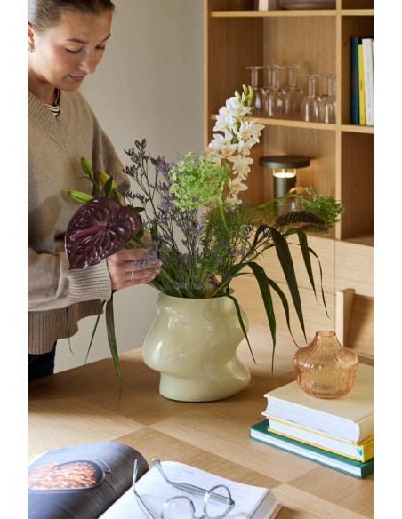 Vase beige sable en verre 20 cm Lote