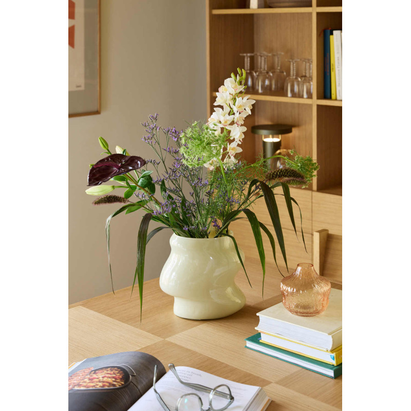 Vase beige sable en verre 20 cm Lote